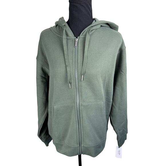 Calvin Klein Women's Fleece Logo Stripe Full Zip Hoodie NWT GREEN SIZE S - Picture 4 of 9